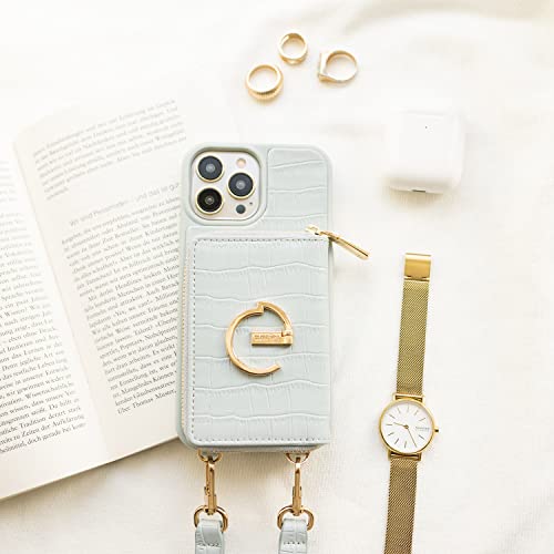 Custype Iphone 12 Pro Max Wallet Case - Women's Crossbody Zipper, Card Holder, Leather Protective Purse With Wrist Strap & Ring, Blue #TOP7