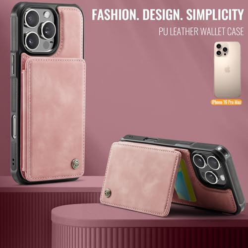 Vinich for iPhone 16 Pro Max Wallet Case with Card Holder, RFID Blocking Credit Slots Kickstand Shockproof Phone Cover Fit for iPhone 16 Pro Max 6.9" Rose Pink by Vinich - Used condition - Image 8