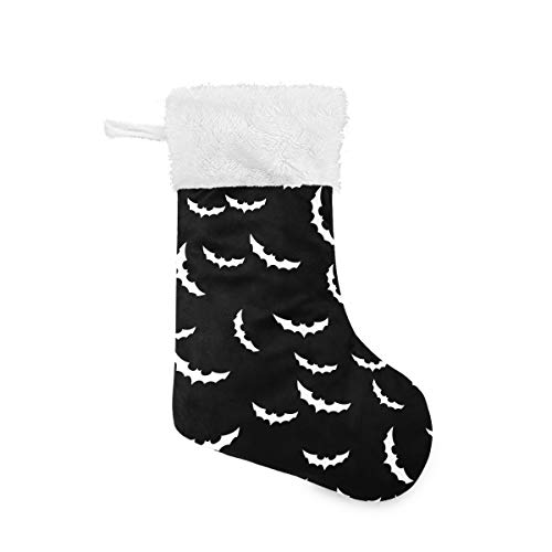 Christmas Stockings with Bats Halloween Goth Print Xmas Stockings Ornament Gifts for Family Holiday Party Decor 1pcs