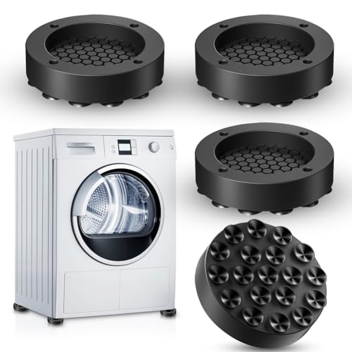 Alfombrilla para lavadora con ventosa fuerte, juego de 4 alfombrillas de goma antideslizantes para un agarre estable de lavado y secadoras, almohadillas antivibración.