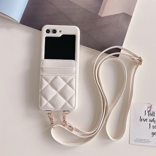 Porte-cartes pour Samsung Galaxy Z Flip 5 4 3 et étui portefeuille blanc