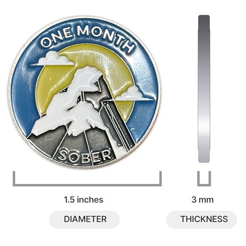 Image of The Achieve Mint 1 Month Sober Token | One Month Sobriety Chip | Non-AA, Non-Religious Medallions for Men and Women Celebrating Sobriety