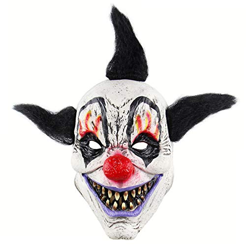 Halloween Clown Mask Scary Joker Clown Masks Horror Demon Latex Masks Creepy Halloween Costume Props Full Face Mask for Adults Carnival Cosplay Party Costume Props Fancy Dress Up Accessories