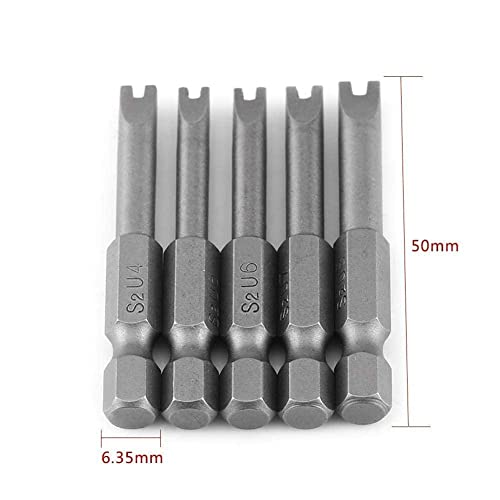 5 Pcs Alloy Steel Screwdriver Drill Bits Set 50Mm/2Inch Length 1/4" Hex Shank U-Shaped Magnetic Power Tools #TOP3