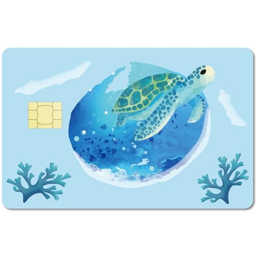 CREATCABIN Etiqueta PiTarjetal Mar Tortuga Débito Tarjeta Crédito Pieles Que CubrPersonalización Tarjeta Bancaria Protecciónl Océano Impermeablelgada para Tarjeta Bancaria Clave Azul 186x137mm