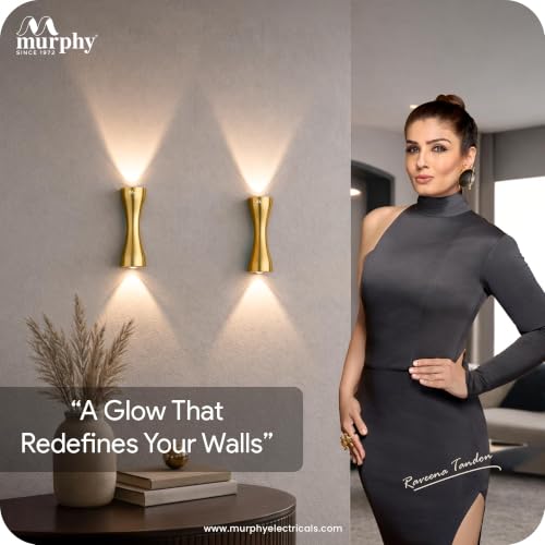 Image of Murphy Golden Axis 6W LED Up Down Wall Light | Warm White | Premium Gold Finish | Aluminium Body | Decorative Indoor Wall Lamp | 2 Year Warranty | Pack of 5