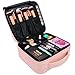 Relavel Travel Makeup Train Case Cosmetic Case Organizer Portable Artist Storage Bag with Adjustable Dividers for Cosmetics Makeup Brushes Toiletry Jewelry Digital Accessories (Pink)