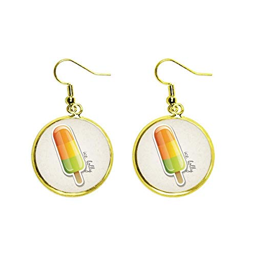 Pendientes largos de helado amarillo y naranja el regalo original para ella