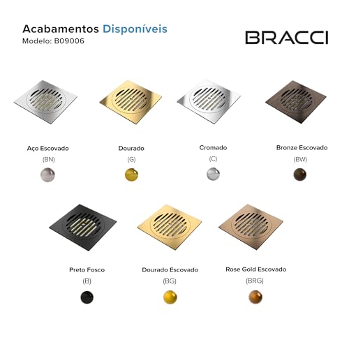 BRACCI Ralo 15x15 Anti Odor (Bronze Escovado, Com Porta Grelha)