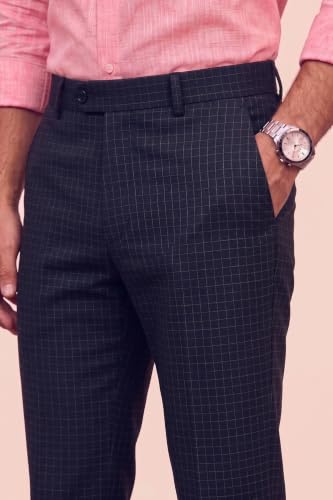 Image of Peter England Men's Slim Fit Mid Rise Premium Formal Stretchable Knit Super Trouser | Comfort Lycra | 360-Degree Stretch