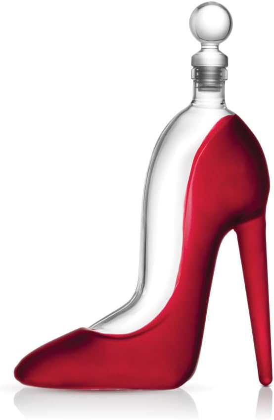 Godinger Liquor Decanter, Whiskey Decanter, for Liquor Scotch Bourbon Vodka, Gifts For Women, High Heel Decanter - 22oz, Red
