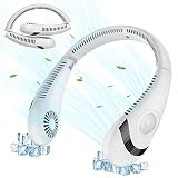 【Seguridad y 80 salidas de aire】El ventilador de cuello está diseñado con una forma única de 80 salidas de aire, ángulo de flujo de aire ajustable de 150° y brisa fresca de 360° que sopla alrededor de su cuello y en su cara en lugar de directamente en su cara. 60 palas de turbina hacen que el viento sea fuerte y cómodo, 3 segundos de enfriamiento rápido, sin chupar ni tirar del cabello. Ahuyenta el calor mientras proteges tu salud.