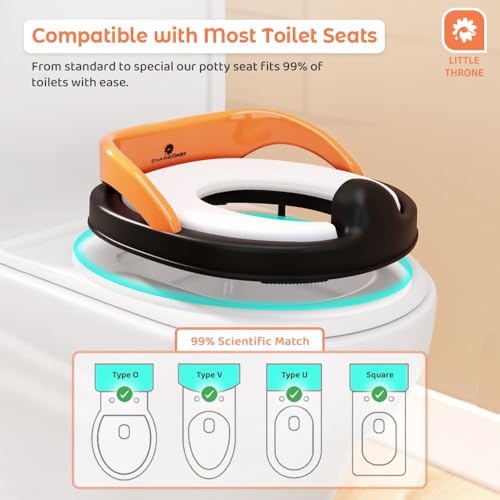 Image of StarAndDaisy Potty Seat for Kids 1-3 Years | Toilet Seat for Kids with Height Adjustable & Removable Soft Cushion, Fits All Western Toilets seat (Orange -Black)