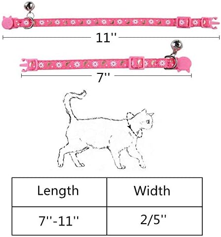 SLSON 3PCS Cat Collar Breakaway Kitten Collar with Bell Cat Collar with Moon Sun and Star Pattern Adjustable from 7-11In, Purple, Pink and Blue