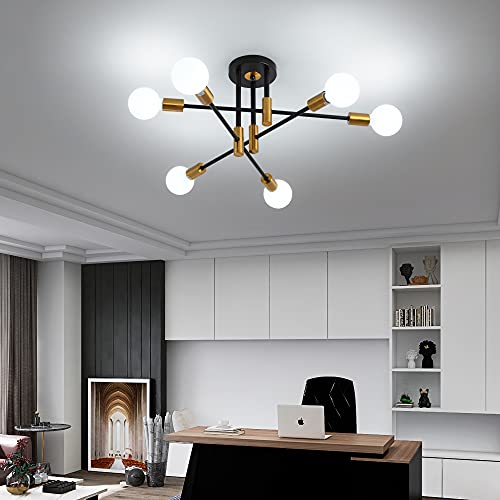 Jtyp Mid Century Modern Sputnik Chandelier Light Fixture, Semi Flush Mount Ceiling Light Adjustable Arm Pendant Lighting Used For Kitchen Dining Room Bedroom Living Room Corridor #TOP3