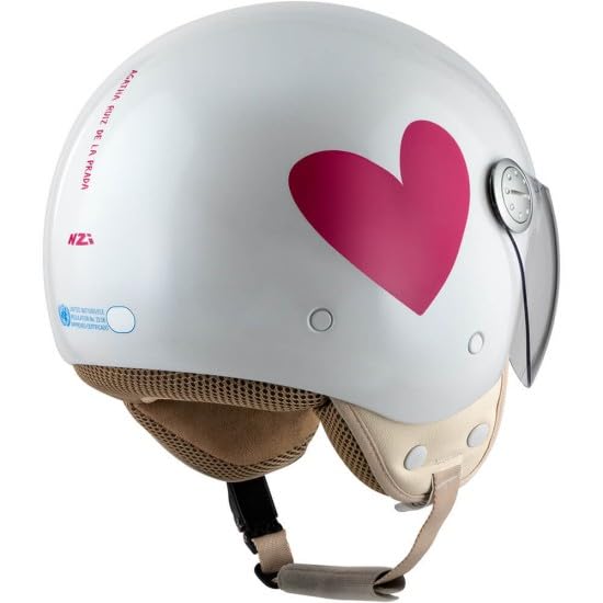 Casco Abierto Edicion Especial Ruiz - Blanco con Corazon Rosa T-XS
