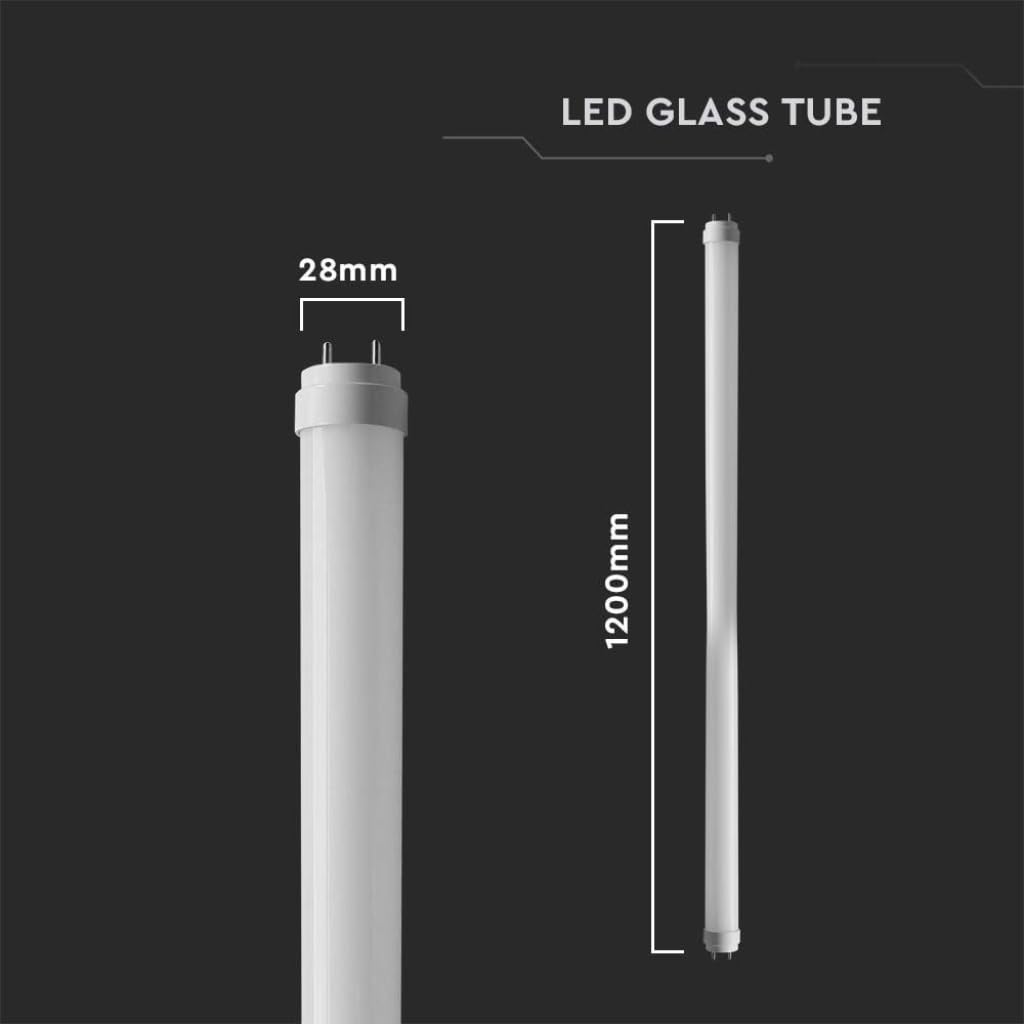 V-TAC 1221 18W LED Glass Tube 120cm 6500K G13 100LM/W (25 units)