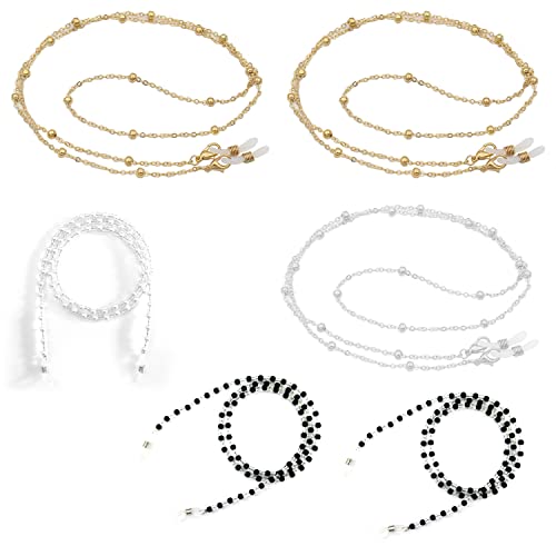 YSDYY 6 Stück Brillenkette, Premium-Brillenkette, modische Perlenkette, Brillenhalter, Brillenhalskabel, Damen-Brillenketten,für Sonnenbrillen , Lesebrillen, Korrekturbrillen, Schutzbrillen Cover