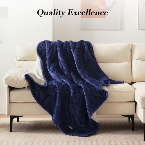 Image of Westinghouse Heated Throw Blanket, Fast Heating Blanket, 50x60 Inch, Navy | Soft Flannel Sherpa Electric Throw with 6 Heating Levels & 2-10 Hours Auto Shut Off, ETL Certification, Machine Washable