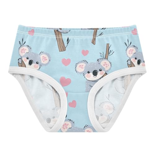 Wusikd Cute Koalas Bears Girls' Underwear Cotton Pink Hearts Girls Briefs Soft Toddler Underwear 2T