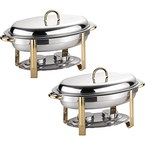 Ensemble de réchauds ovales 6 L avec bac à nourriture et bac à eau pour buffet de traiteur