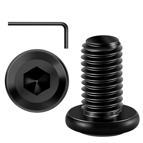 20 tornillos M8 x 16 tornillos, cabeza plana, hexágono interior, acero inoxidable, A2, V2A, rosca completa, óxido negro con llave hexagonal