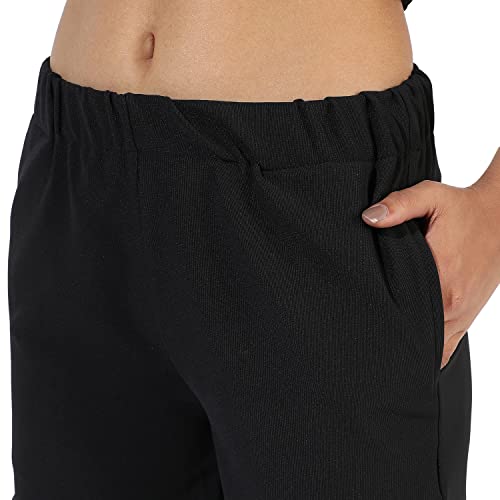 Image of Campus Sutra Women's Solid Black Crewneck Short Sleeve Regular Fit Co-Ords Set for Casual Wear | Clothing Set Crafted with Comfort Fit and High Performance for Everyday Wear