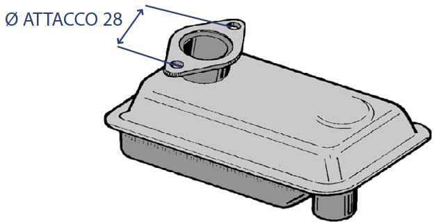 G.L.D. Forniture Marmitta adattabile a Lombardini 490,400 rif.orig.5460.048 interasse 56 mm Diametro attacco : 28 mm