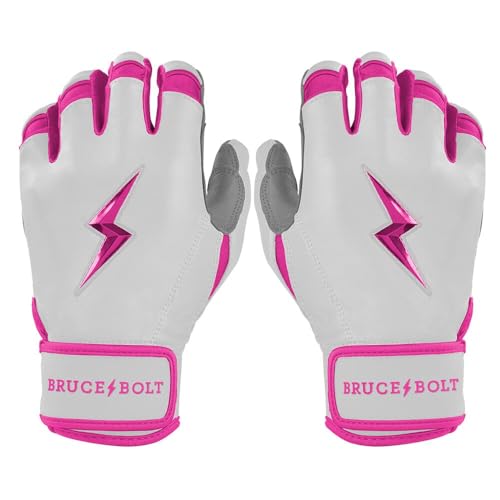 BRUCE BOLT Chrome Series Short Cuff Batting Gloves - Chrome Edition - Pink - Youth Small