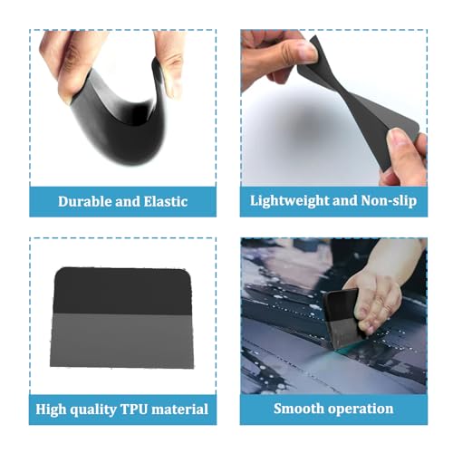 Pack of 2 Youzzei Squeegee for Film, 12 x 7.5 cm Film Squeegee with Felt Edge, Plastic Felt Squeegee with Felt Edge, Adhesive Film Wall Sticker, Window Film, Tint Film, Squeegee for Car - Black