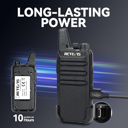 Image of Retevis RT22 Walkie Talkies for Adults, Two Way Radios Long Range Rechargeable, VOX Handsfree, Mini Compact Walkie Talkie with USB Charger, for School Church Restaurant (6 Pack)