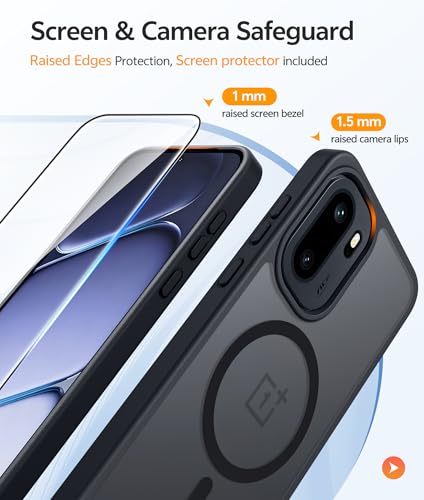 Image of FNTCASE for Oneplus 15R Case: Magnetic Matte Translucent Frosted Slim Shockproof Cell Phone Cover | Durable Screen Protector | Military Grade Protection Drop Proof Protective Cases, 6.83 inches