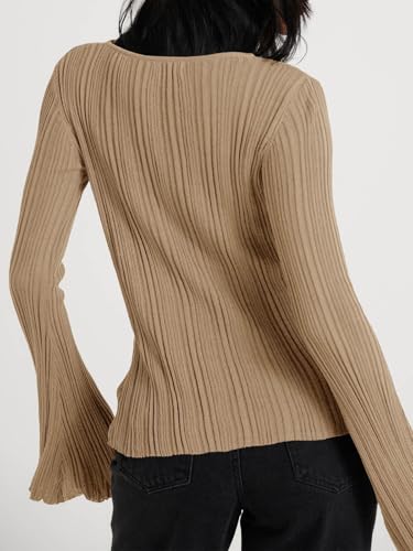 Image of Cicy Bell Womens Bell Long Sleeve Tops Going Out Knitted Fall Pullover Lightweight Sweater Shirts