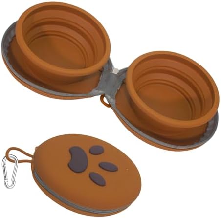 Collapsible Dog Bowls, 2-in-1 Silicone Pet Food and Water Bowl wi...