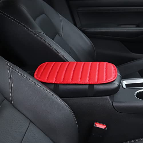 SanLead Auto Center Console Cover Pad, 11.8"x7.87" Waterproof Armrest Seat Box Cover Fit for SUV/Truck/Car, Auto Armrest Cover Protector(Red)