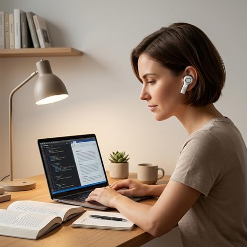Image of TW-114 Truly Wireless Earbuds with 30dB Real (ANC) Active Noise Cancellation, IPX5, 60H Playtime, 13mm Deep Bass Drivers, Clear Calls, Type-C Charging, Bluetooth 5.3, for Travel, Gym and More (White)