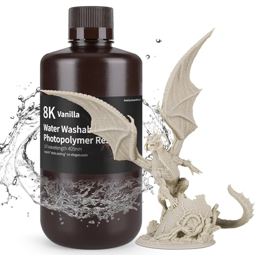 ELEGOO RÃ©sine Lavable Ã  l'eau pour Imprimante 3D LCD 8K UV 405nm RÃ©sine PhotopolymÃ¨re, Vanille 1000G