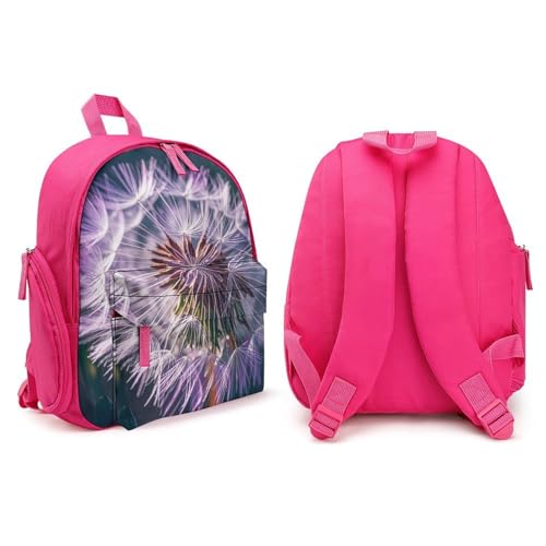 Botany Dandelion Purple Backpack for Men Women, Durable Small Bookbag Lightweight Daypack for Travel, Hiking, Pink-style4