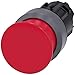 Siemens 3SU10301AD200AA0 Mushroom Pushbutton, 30mm, Plastic with Metal Front Ring, IP66, IP67, IP69K Protection Rating, Matte Metal, 22mm, Red