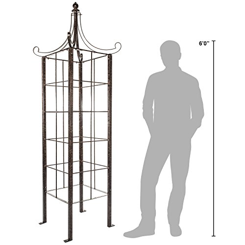 H Potter Trellis Obelisk for Climbing Plant Large Garden Wrought Iron Ornamental for Patio Deck