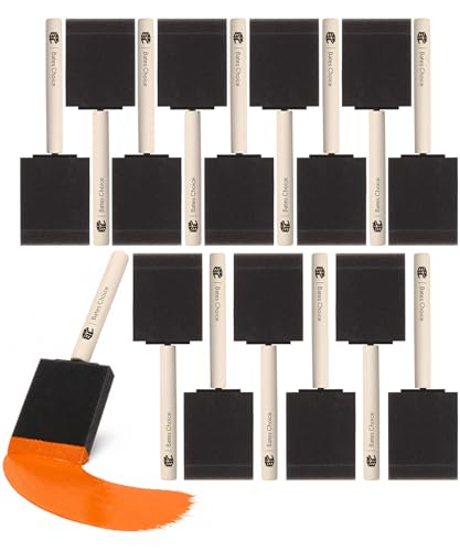 Bates- Foam Paint Brushes, 2 Inch, 16 Pack, Wooden Handle, Sponge Brushes for Painting, Staining, Varnishes, Gluing and DIY Craft Projects on Wood, Metal & More