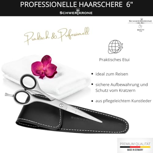 Foto von SCHWERTKRONE® Haarschneideschere für Rechtshänder Edelstahl [MADE IN GERMANY] - Friseurschere Haarschere - Schere zum Haare schneiden - Hair Cutting Barber Scissors - Friseur Schere - Ausdünnschere