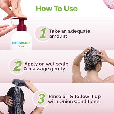 Mamaearth Onion Shampoo for Hair Growth & Loss Control | Moisturizing Gentle Scalp Cleanser with Plant Keratin | SLS & Paraben Free | 13.53 Fl Oz (400ml)