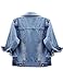 Unilexi Women's 3/4 Sleeve Colored Cropped Denim Jacket Light Wash Short Jean Jacket Trucker Coat(0096-LightBlue-S)