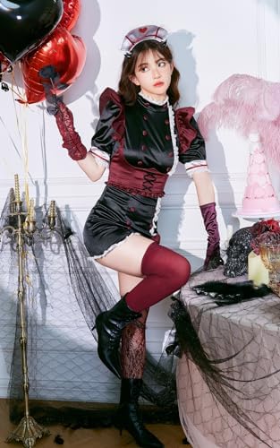 [Malymoon] コスプレ ナース ハロウィン サキュバス 看護師 デビル 鬼 ワンピース レディース 衣装 仮装 マリームーン 9点セット 9884 詳細画像2