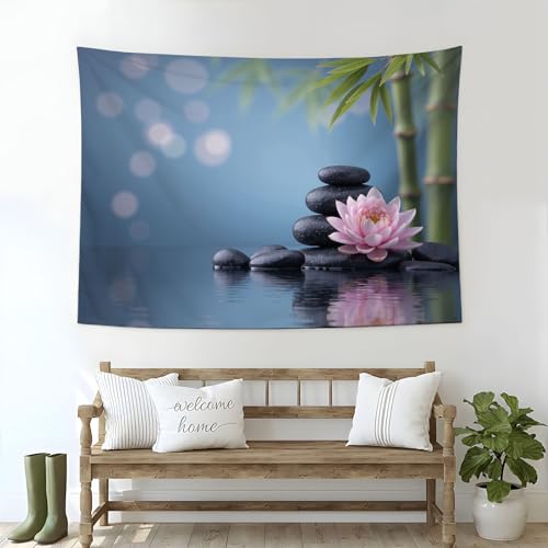 Tapisserie de cheminée 180x230cm pour cacher un mur vide avec style zen