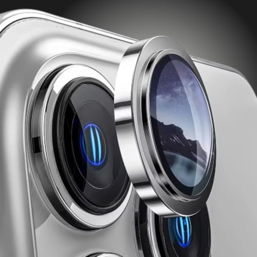 Película Câmera Protetor de Lente para iPhone 17 Pro / 17 Pro Max Vidro Temperado 9H Aro Simples Proteção Resistente a Arranões e impactos premium (Prata)
