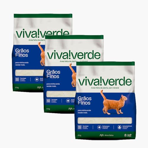 Kit 3 Areias Higiênica Para Gatos Biodegradável Limpeza Plena Viva Verde - 4kg