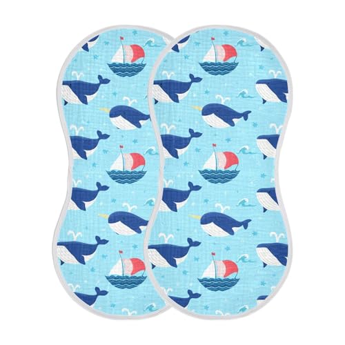 Baby Burp Cloths, Soft Absorbent Burping Cloths for Babies, Cotton Milk Spit Up Rags, Large Size for Newborns, Baby Boys and Girls (Narwhal Pattern)2