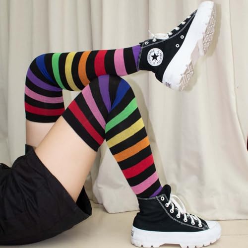 Leg Avenue rainbow thigh high medias elásticas arcoíris O/S 3